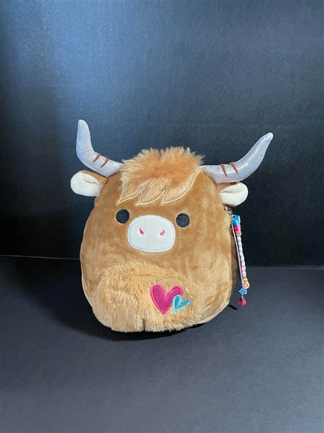Squishmallow 8 Wilfred Highland Cow Appliqued Hearts Etsy