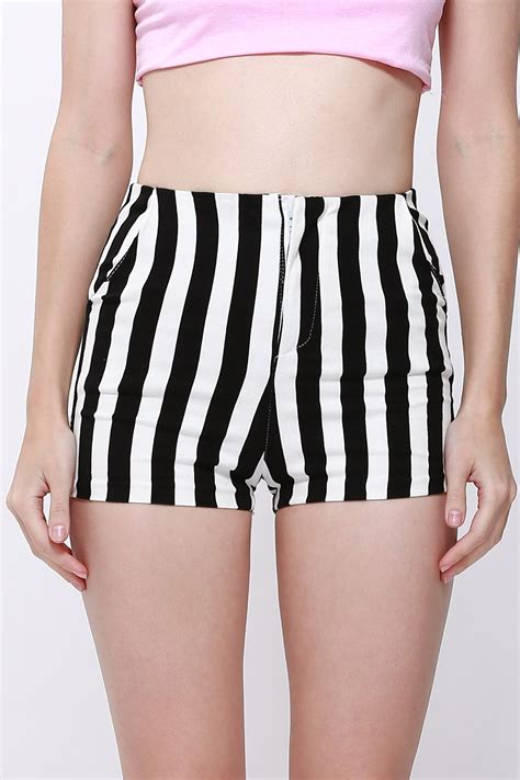 Stylish Womens Striped Slimming High Waisted Shorts Women Womens