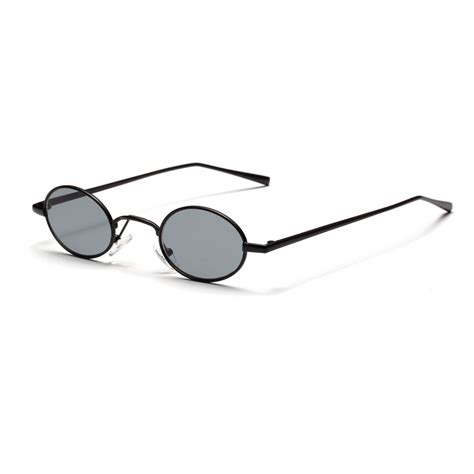 Vintage Slender Oval Sunglasses Metal Frame Candy Colors Vintage Oval