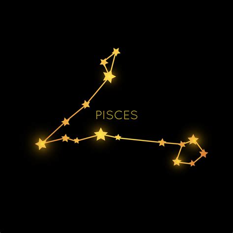 Pisces Golden Zodiac Constellation Mystic Sign 20363438 Vector Art At