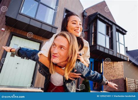 Delighted Young Couple Buying A New House Stock Image Image Of Love