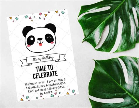 Free Panda Party Invitation Template Video Tutorial Shabby Mint