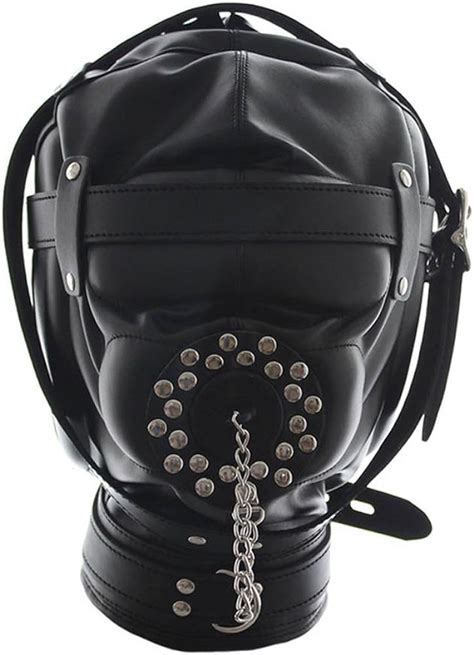 Leather Sm Slave Head Mask Fetish Bondage Head Hoods Amazonca Clothing And Accessories