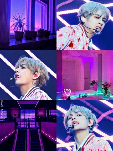 Bts Bangtan Kim Taehyung Purple Aesthetic Collage Wallpaper By