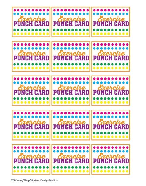 Exercise Punch Card Downloaddownloadable Punch Cardpunch Etsy Australia