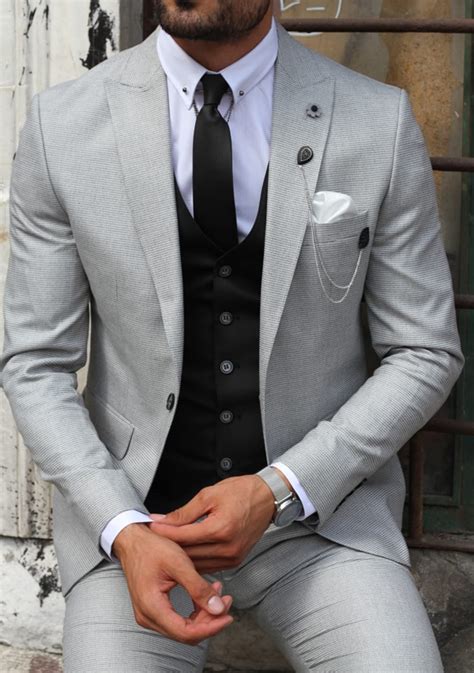 Buy Gray Slim Fit Patterned Suit By With Free Shipping