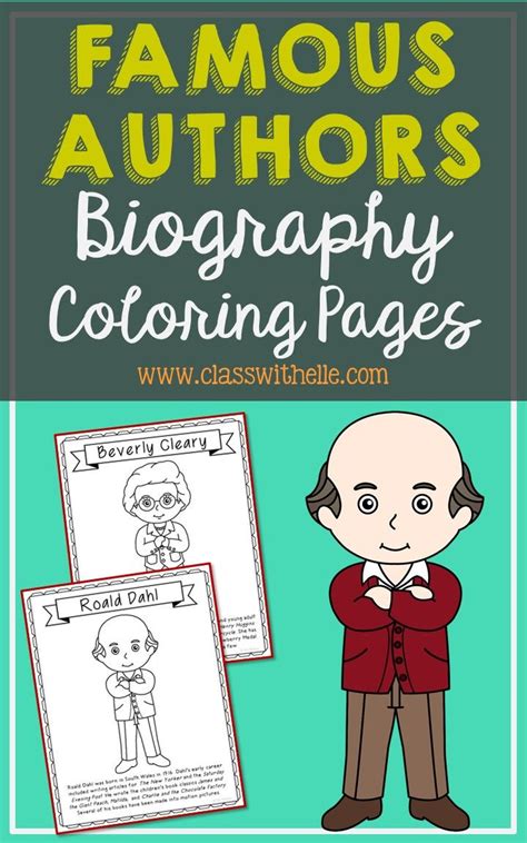 Set Of 12 Famous Authors With Short Biographies Coloring