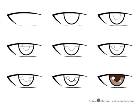 9 Step Drawing Of An Anime Male Eye How To Draw Anime Eyes Manga Eyes Draw Eyes Male Figure