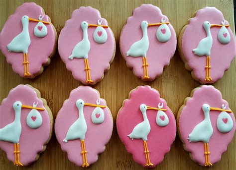 10 Stork Cookies Baby Shower Cookies Baby Shower Biscuits Etsy