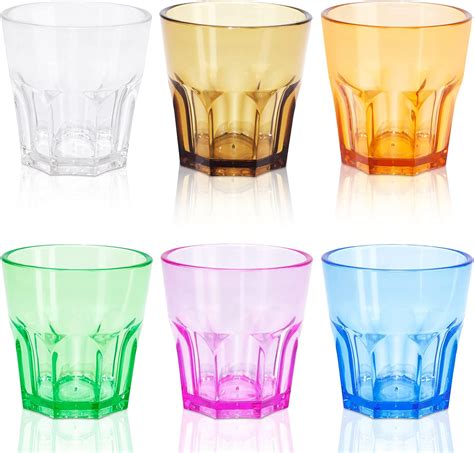 6pcs Plastic Drinking Glasses Acrylic Coloured Water Tumblers