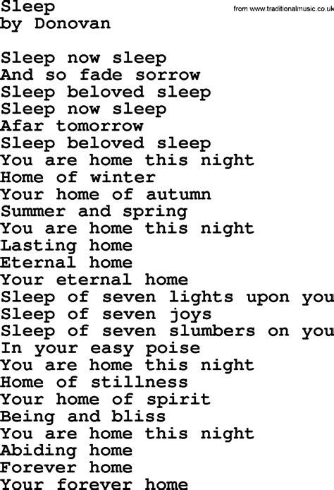Donovan Leitch Song Sleep Lyrics