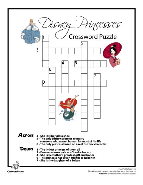 Disney Princess Crossword Puzzle