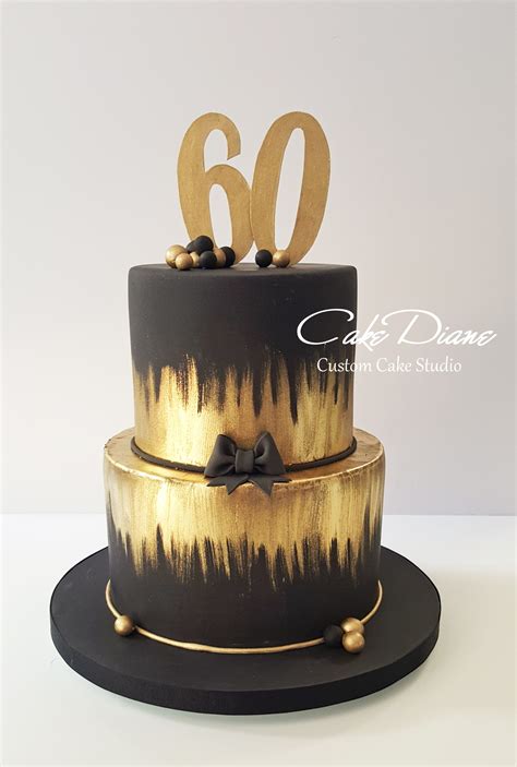 The birthday party of your dad, brother, husband, boyfriend or any special guy in your life wouldn't be complete without birthday cakes for men. Black and gold cake for a man's 60th birthday. | Golden ...