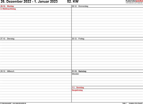Wochenkalender 2023 Als Excel Vorlagen Zum Ausdrucken