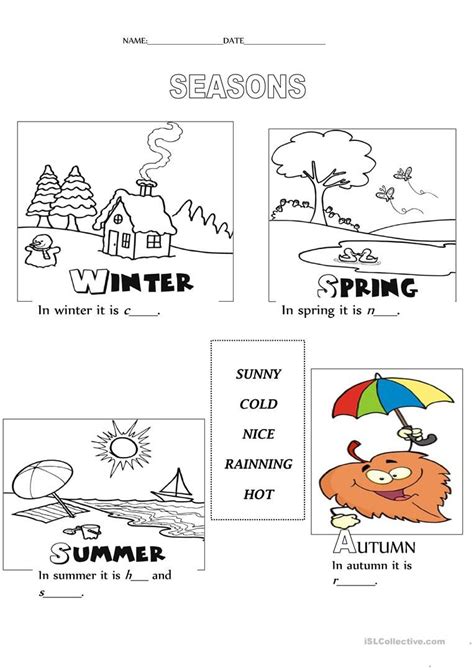 Seasons English Esl Worksheets Seasons Worksheets Weather Worksheets