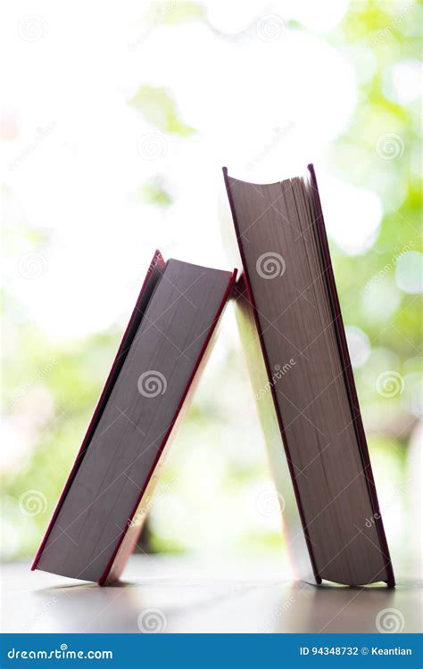 Hardcover Books Leaning On The Table Stock Photo Image Of Object