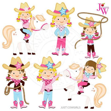 Just Cowgirls Digital Clipart Cowgirl Graphics Cowgirl Clip Art Cute