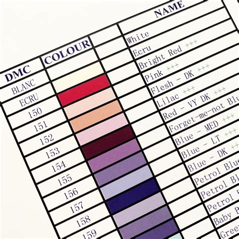 Free Printable Dmc Color Chart For Diamond Painting
