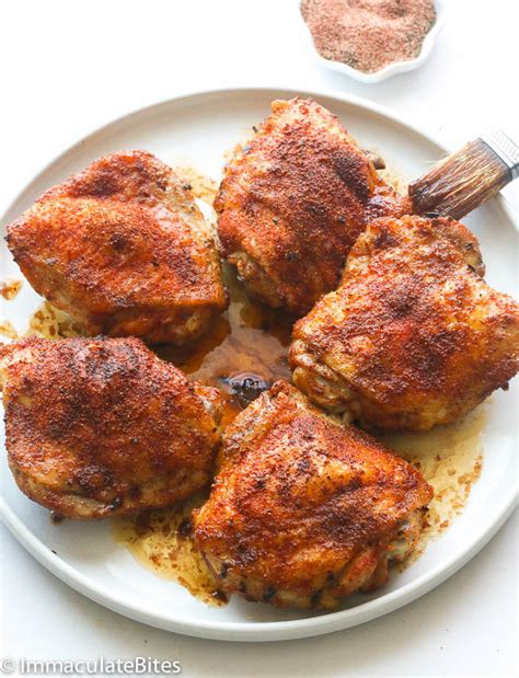 Mix the bread crumbs, parmesan cheese, italian seasonings, garlic powder and black pepper together, place the mixture on a plate. Baked Crispy Chicken Thighs - Immaculate Bites