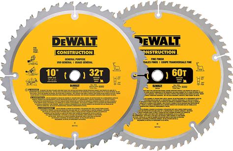Buy Dewalt 10 Inch Miter Table Saw Blades 60 Tooth Crosscutting And 32