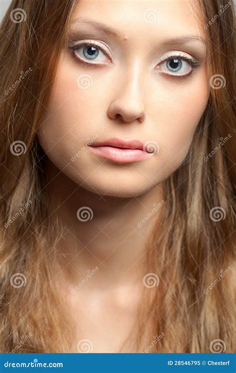 Closeup Woman Face Portrait Stock Image Image Of Hair Makeup 28546795