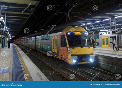 Night Train Arriving At Central Railway Station Sydney Australia