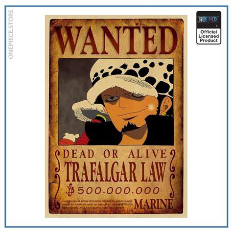 One Piece Anime Wanted Poster Trafalgar Law Bounty Official Merch