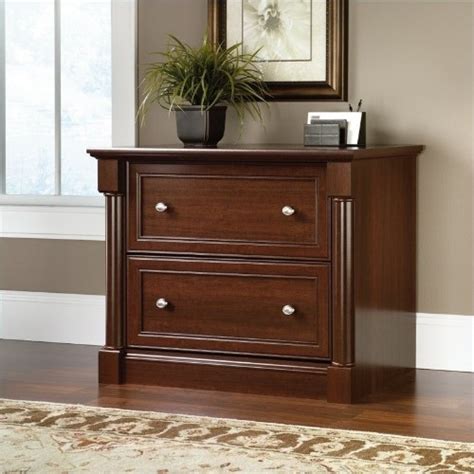 Patented, interlocking safety mechanism allows only one drawer open at a time. Sauder Palladia Lateral File Cabinet in Cherry : Filing ...