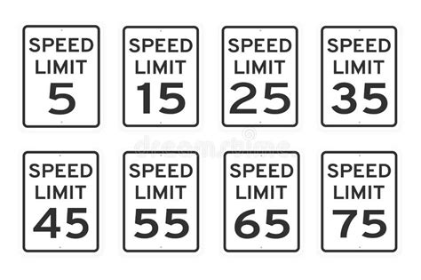 Speed Limit Road Traffic Icon Signs Set Flat Style Design Vector