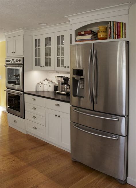 I was originally going to leave this area open until a later date, but after the rest of the kitchen was done, it needed a cabinet above the fridge and there was no way around it! 10 best Over Refrigerator Storage Options images on ...