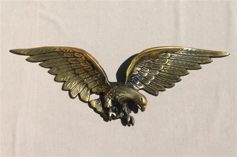 large cast metal american federal eagle wall hanging plaque w antique gold finish