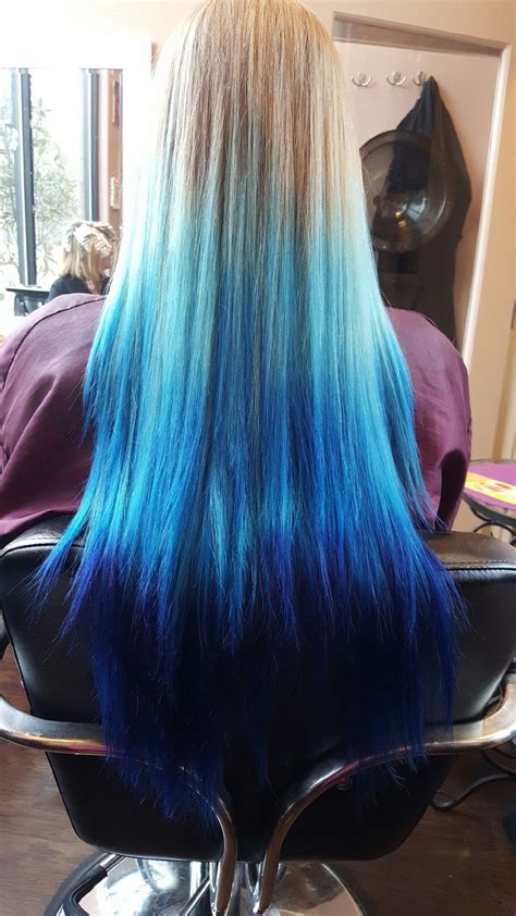 Natural Blonde To Dark Blue Ombré Hair Ombre Hair Blonde Dyed Hair Blue Blue Ombre Hair
