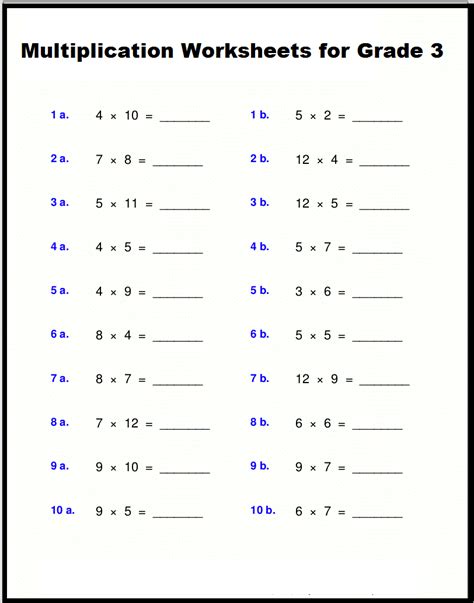 Multiplication Times Table Worksheets Grade 3 Tutorial Pics
