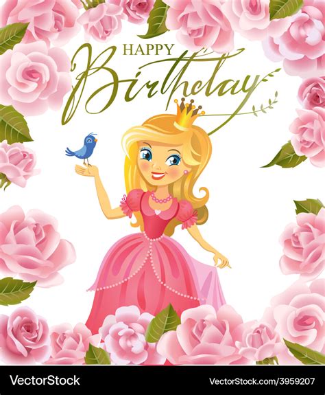 Happy Birthday Princess Greeting Card Royalty Free Vector