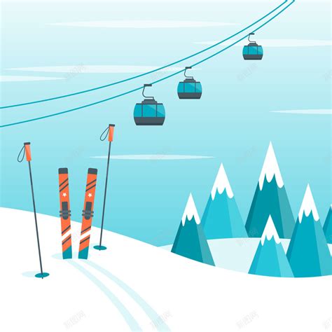 卡通雪山滑雪缆车背景矢量图背景图片免费下载 素材7SxVjVkWg 新图网