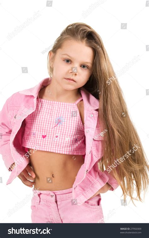 Cat with a bouquet at the feet of mistress. Pretty Little Girl Long Hair Stock Photo 27950309 ...
