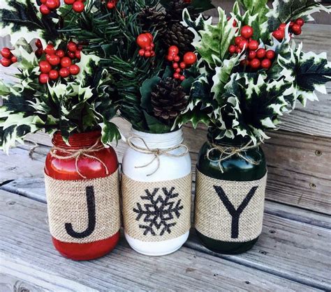 40 Festive Joy Christmas Diy Decorations Christmas Mason Jars