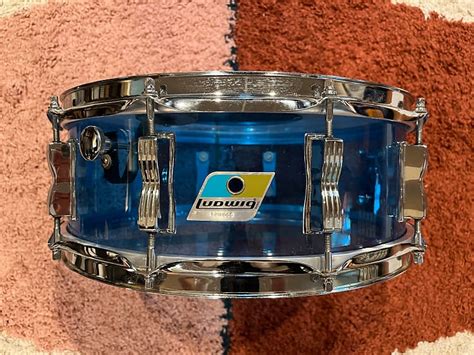 1970s Ludwig Vistalite 5x14 10 Lug Snare Drum With Reverb