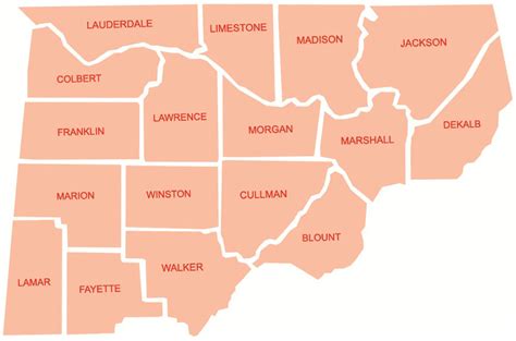 Counties Map Large Hospice Of North Alabama