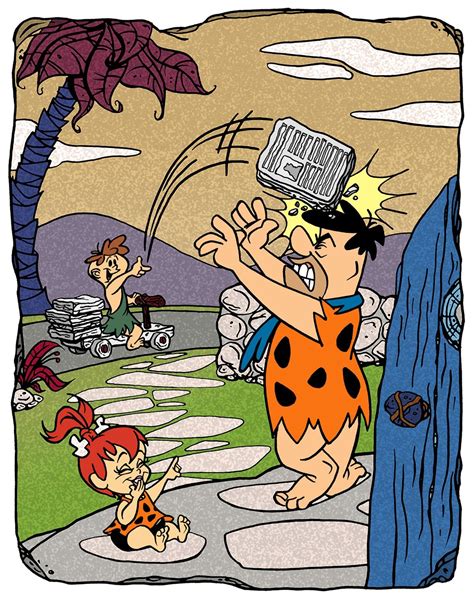 Fred And Arnold The Paper Boy Colorized Flintstone Cartoon Classic