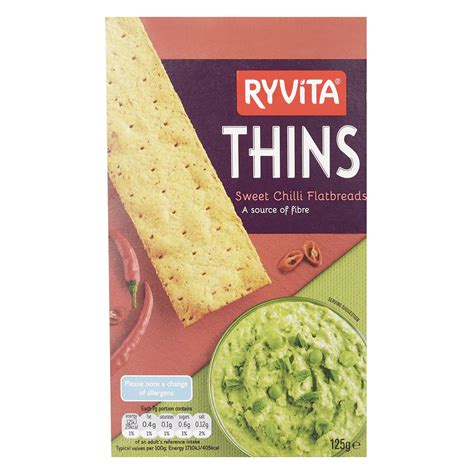 Ryvita Thins Sweet Chilli Flat Breads 125g Grocery