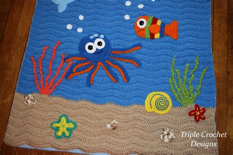 Crocheted Under The Sea Blanket Under The Sea Crocheted Etsy