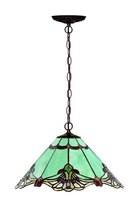 14 Green Jewel Carousel Tiffany Stained Glass Shade Downlight Tiffany