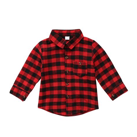 Children Shirt Red Plaid Spring Baby Boy Outfits Toddler Kids Baby Boy