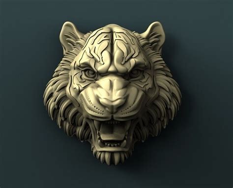tiger 3d stl model for cnc 3d print model 3d print model tiger art masks art 3d model