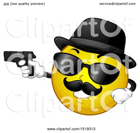 Clipart Of A Yellow Smiley Emoji Moster Pointing A Gun