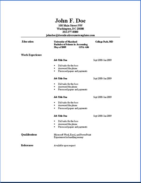 Another uncluttered resume format available in our builder. Basic Resume Templates | Download Resume Templates | Basic resume, Basic resume examples, Job ...