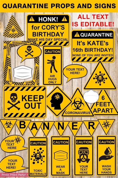 Have everyone in your family make signs, posters, drawings, etc. Quarantine Birthday Photo Booth Props and Signs Printables ...