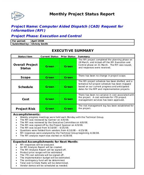 Status Report Template 19 Free Word Pdf Documents Download Free