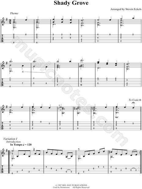 Traditional Shady Grove Guitar Tab In E Minor Download And Print